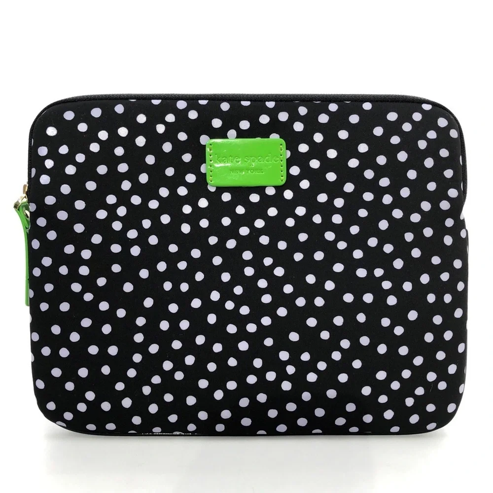 Kate Spade New York Black White Polka Dot Zip Around Tablet Sleeve NEW